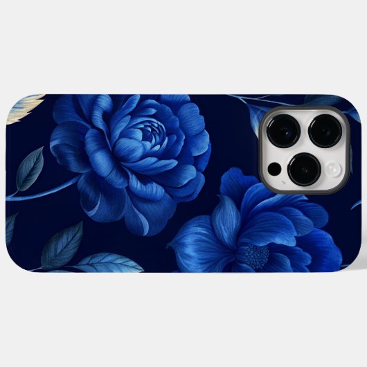 Deep Blue Flower Zee gepersonaliseerde telefoonhoe Case-Mate iPhone Case (Achterkant (horizontaal))