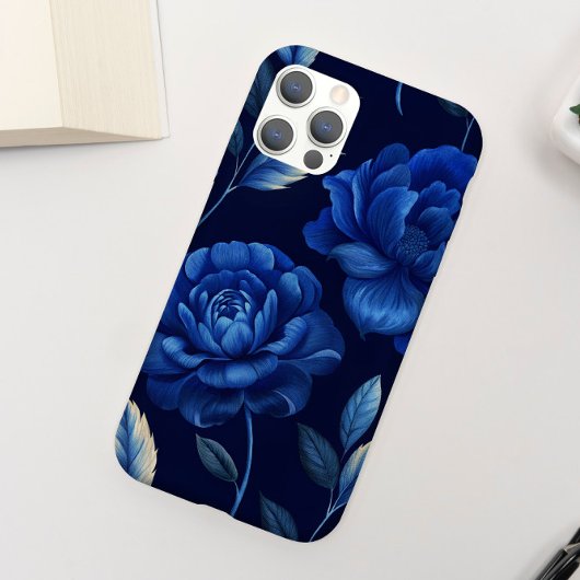 Deep Blue Flower Zee gepersonaliseerde telefoonhoe Case-Mate iPhone Case