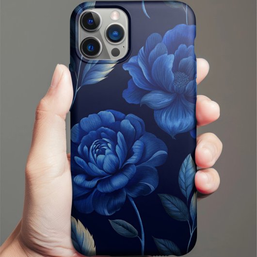 Deep Blue Flower Zee gepersonaliseerde telefoonhoe Case-Mate iPhone Case