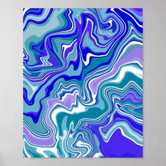 Deep Blue Fluid Abstracte kunst Poster (Voorkant)