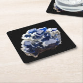 Deep Blue Fluoriet Crystal & Flake Calciet Kartonnen Onderzetters (Schuin)