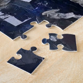 Deep Blue Fluoriet Crystal & Flake Calciet Legpuzzel (Zijkant)