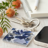 Deep Blue Fluoriet Crystal & Flake Calciet Sleutelhanger (Voorkant Rechts)