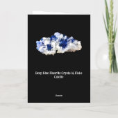 Deep Blue Fluoriet Crystal & FlakeCalciet Tekst to Kaart (Achterkant)