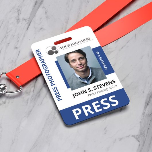 Deep Blue Foto & Logo Press ID Badge