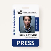 Deep Blue Foto & Logo Press ID Badge (Voorkant)