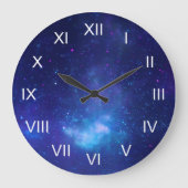 Deep Blue Galactic Center White Roman Numals Grote Klok (Voorkant)