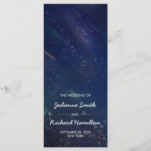 Deep Blue Galaxy huwelijksceremonie programma Programmakaart (Voorkant)