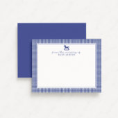 Deep Blue Gingham Boy Nursery Note Kaart