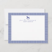 Deep Blue Gingham Boy Nursery Note Kaart (Voorkant)