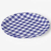 Deep Blue Gingham Country Papieren Bordje (Gekanteld)