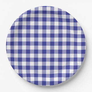 Deep Blue Gingham Country Papieren Bordje
