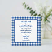 Deep Blue Gingham Country Weddenschap Kaart (Staand voorkant)