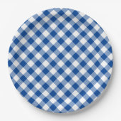Deep Blue Gingham Country Weddenschap Papieren Bordje (Voorkant)