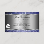 Deep Blue Glitter Lichtgevende Sterren en Logo Zil Visitekaartje (Achterkant)