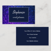 Deep Blue Glitter Wit Professionele Luxe 2024 Visitekaartje (Voorkant / Achterkant)