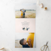 Deep Blue & Gold Joy kerstfoto Kaart (Binnen)