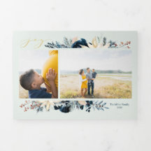 Deep Blue & Gold Joy kerstfoto Kaart