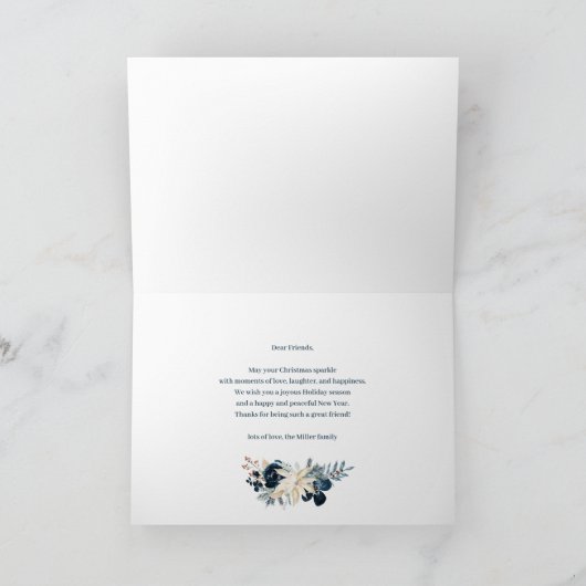 Deep Blue & Gold kerstfeestdag - Kaart voor feestd (Binnen)