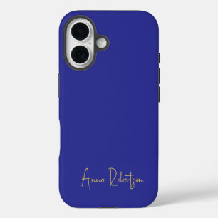 Deep Blue Gold Kleuren Professionele Kalligrafie iPhone 16 Hoesje