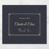 Deep Blue & Gold Personalized Wedding – Elegant  Sparkling Wijnetiket (Enkel label)