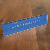 Deep Blue Gold Professional Trendy Minimalistische Naambordje (Zijkant)