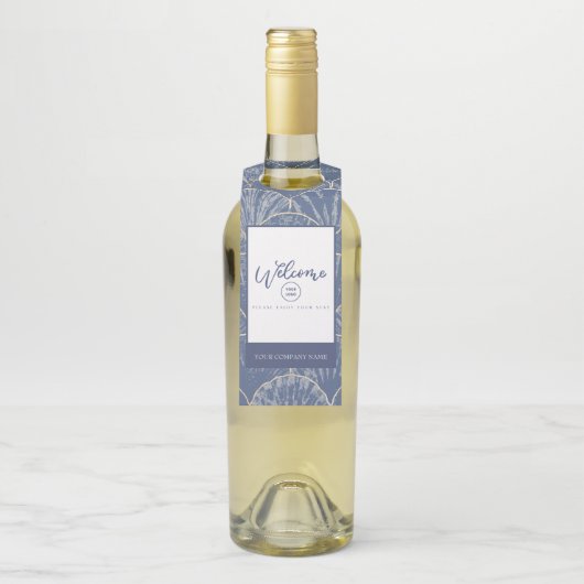 Deep Blue & Gold Waterverf Seashell Custom Flessenhanger (Op fles)
