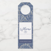 Deep Blue & Gold Waterverf Seashell Custom Flessenhanger (Voorkant)