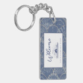 Deep Blue & Gold Waterverf Seashell Custom Sleutelhanger (Voorkant Links)