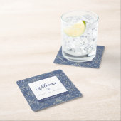 Deep Blue & Gold Waterverf Seashell Kartonnen Onderzetters (Insitu)