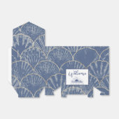 Deep Blue & Gold Waterverf Seashell Ribboned Bedankdoosjes (Uitgevouwen)