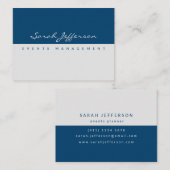 Deep Blue Gray Modern Simple Minimalist Visitekaartje (Voorkant / Achterkant)