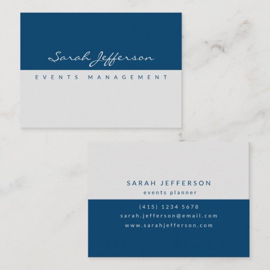 Deep Blue Gray Modern Simple Minimalist Visitekaartje (Voorkant / Achterkant)