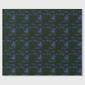 Deep Blue & Groen Japans Bloemen Cadeaupapier (Vlak)