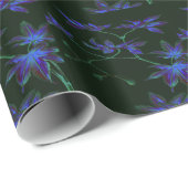 Deep Blue & Groen Japans Bloemen Cadeaupapier (Rol Hoek)