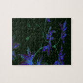 Deep Blue & Groen Japans Bloemen Legpuzzel (Horizontaal)