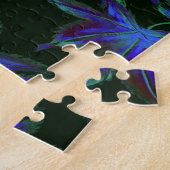 Deep Blue & Groen Japans Bloemen Legpuzzel (Zijkant)
