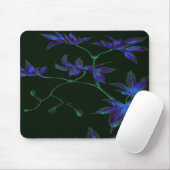 Deep Blue & Groen Japans Bloemen Muismat (Met muis)