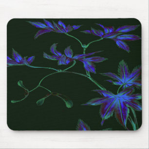 Deep Blue & Groen Japans Bloemen Muismat