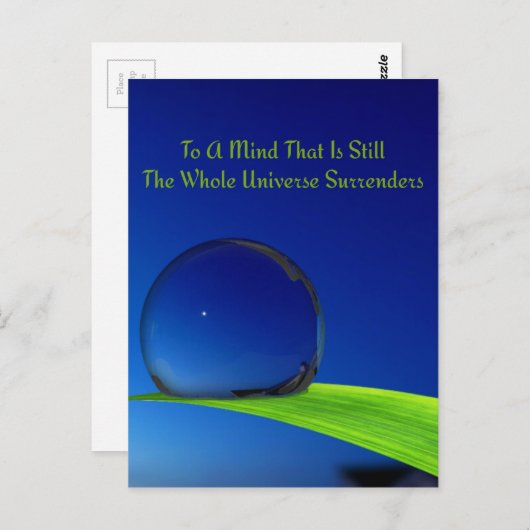 Deep Blue Harmonised Moon met Dewdrop Briefkaart (Voorkant / Achterkant)