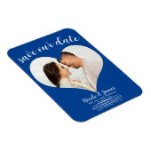 Deep Blue Heart Foto Bruiloft Save the Date Magneet (Rechterzijde)
