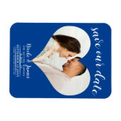 Deep Blue Heart Foto Bruiloft Save the Date Magneet (Horizontaal)