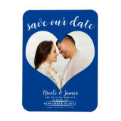 Deep Blue Heart Foto Bruiloft Save the Date Magneet (Verticaal)