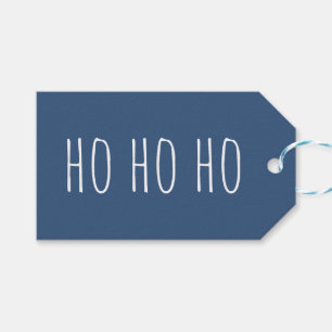 Deep Blue HO HO HO Kerstmis Marineblauw Kerstman Cadeaulabel