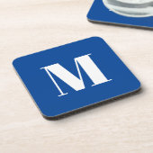 Deep Blue Initiaal Letter Monogram modern Stijlvol Bier Onderzetter (Linkerzijde)