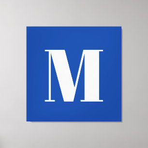 Deep Blue Initiaal Letter Monogram modern Stijlvol Canvas Afdruk