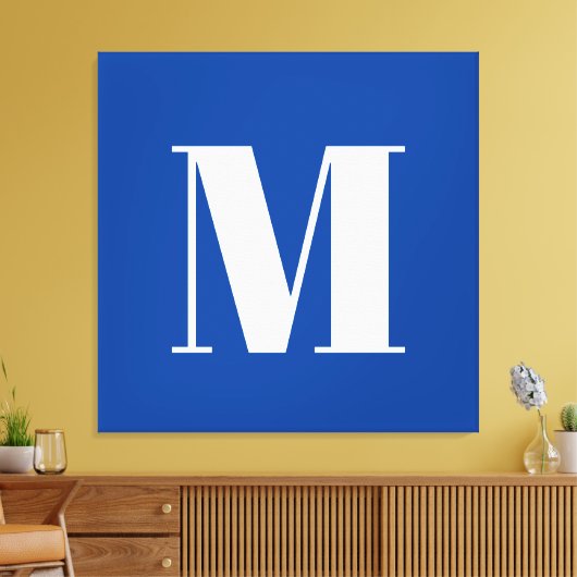 Deep Blue Initiaal Letter Monogram modern Stijlvol Canvas Afdruk (Insitu (Woonkamer))