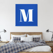 Deep Blue Initiaal Letter Monogram modern Stijlvol Canvas Afdruk (Insitu (Slaapkamer))