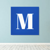 Deep Blue Initiaal Letter Monogram modern Stijlvol Canvas Afdruk (Insitu (Houten vloer))