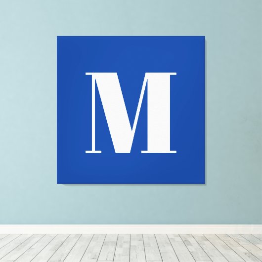 Deep Blue Initiaal Letter Monogram modern Stijlvol Canvas Afdruk (Insitu (Houten vloer))